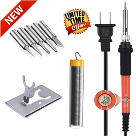 60w Soldering Iron 110v Electric Gun Welding Solder Wire Tube 5x Replacement Tip