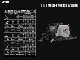 Mag160a Abx 1 5-in-1 Welding Machine Mma/mig/mag Etc110v/220v Igbt Digital Screen New
