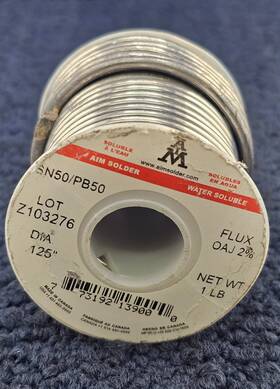 Aim Sn50/pb50 1 Lb Spool Of Solid Wire Solder Flux .125 Inch Diameter