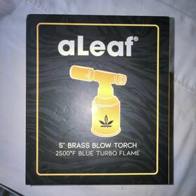 Alt104 Aleaf 5 Inch Brass Blow Torch Butane Gold Blue Turbo Flame