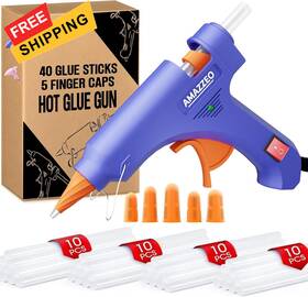 Amazzeo 198715399219 Hot Glue Gun And Sticks Set - Fast Heating Kit With Mini Blue