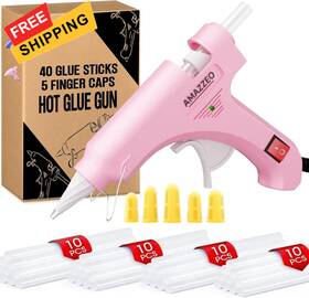 Amazzeo 198715856460 Hot Glue Gun And Sticks Set - Fast Heating Kit With Mini Pink