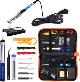 D-950  Anbes Fba 60w Adjustable Soldering Iron Kit 5 Tips Desoldering Pump Stand Tweezers