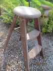 Antique Great Vintage Step Plant Stool Folding Primitive Wood Stand Ladder Decor