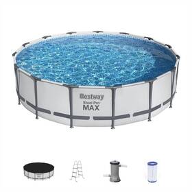56687e-hd Bestway Max 15 Ft.x15 Ft. Round 42 Inch Deep Metal Frame Above Ground Swimming Pool With Pump An