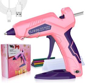 Bleds 737269551232 Cordless Glue Gun Rechargeable Fast Preheating Pink