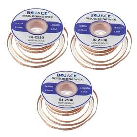 Bj-2530-3p Bojack Desoldering Braided Wire Pure Copper-tin 2.5mm 3.0m No-clean 3 Pack