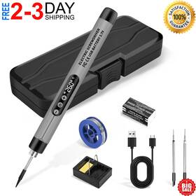 20323 Branded Kit Cautin Inalambrico Usb Recargable Portatil Lcd Temperatura Ajustable Gris