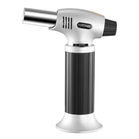 Dsrd0102ha5yew-silver Culinary Butane Torch Chef Kitchen Cooking Blow Lighter Refillable