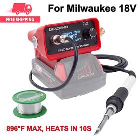 Deackimei Mwq-ss01 Cordless Soldering Iron Station For Milwaukee 18v Battery Oled Temp Adjustable