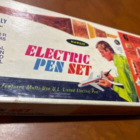 6557 Electric Vintage Rapco Pen Set Wood Burning Iron With 6 Screw-on Tips Pyrography