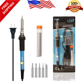 753766 Electric Tin Soldering Iron 110v Kit With Tips Desoldering Pump 60w