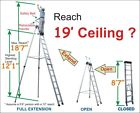 Faxko Tall And Compact Step Ladder Reach 19ft Ceiling 689466025514