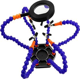 Five Arms Helping Hands With Led Lighted Magnifier Soldering Pcb Holder Tool Fo