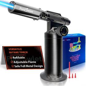 Funowlet 797725924031 Refillable Butane Torch Lighter Premium Metal Soldering Blow Torches With Ad