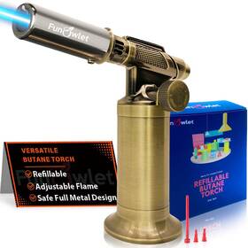 Funowlet 797725924048 Refillable Butane Torch Lighter Premium Metal Soldering Blow Torches With Ad