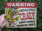 Garage Workshop Tool Crazy Embossed Sign Warning Metal Tools Box Garage Workshop Tool Crazy Embossed Sign Warning Metal Tools Box