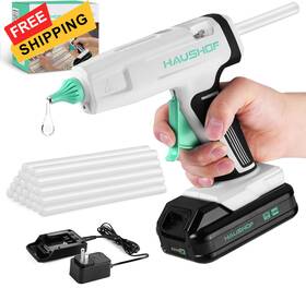 24133 Haushof Cordless Hot Glue Gun 20v With 20 Pcs Full Size Green