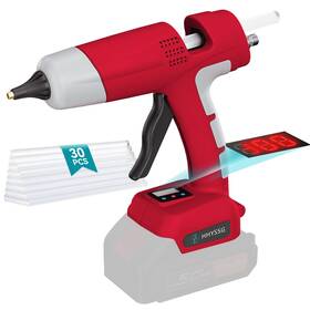 Hy-071-mi Hhyssg 100w Cordless Hot Glue Gun With 30 Premium Sticks Led Digital Display L Red
