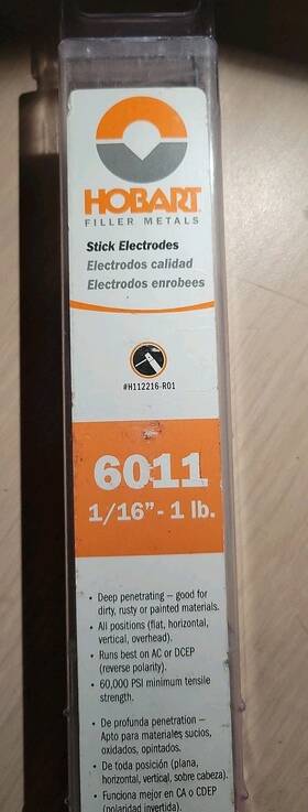 H112216-r01 Hobart 6011 Diameter Stick Welding Electrodes 1/16in