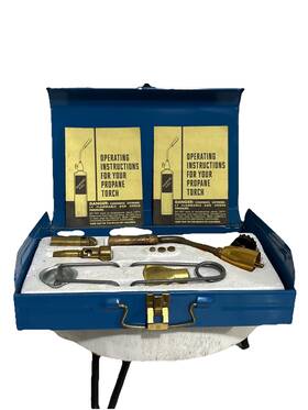 Mt-501 Holiday Vintage Lp Gas Blow Torch Kit Original Case Welding Nozzle Solder Read