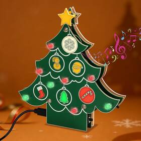 Icstation Is21806-fba Diy Musical Christmas Tree Soldering Kit With 3 Light Modes Xmas