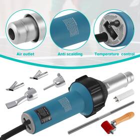Kayesampra 723044275332 1.5kw Plastic Hot Air Torch Welder Gun Heat Welding Pe/pvc Rod Nozzles Roller