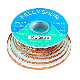 Kl-2530 Kellyshun Solder Wick And Flux Paste No Clean Soldering 3 Piece Desoldering