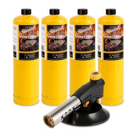 Kookcook 685457711084 Propane Torch Head Kit With 4x Mapp Gas Tank 4-flame Blow Trigger