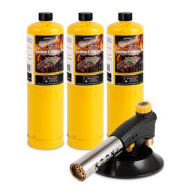 4-flame Kookcook 685457975530 Propane Torch Head Kit With 3x Mapp Gas Tank Blow Trigger