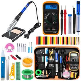 Kyzhxvo 747781911582 Soldering Iron Kit 60w Adjustable Temperature Digital Multimeter 5pcs New