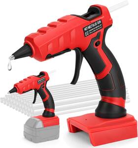 06690 Livowalny Cordless Hot Glue Gun Compatible With Milwaukee 18v Battery Red