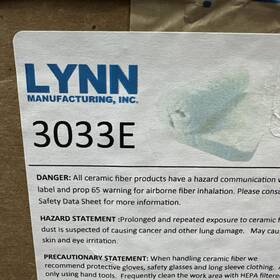 3033e Lynn Manufacturing 810527033470 Ceramic Fiber Blanket 2 Thick X 15 24 New Sealed Read Desc 3033e Lynn Manufacturing 810527033470 Ceramic Fiber Blanket 2 Thick X 15 24 New Sealed Read Desc