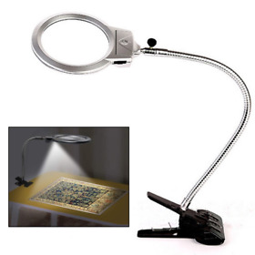 Magnifier Led Light 5x Magnifying Glass Desk Table Reading Lamp With Clamp Usa