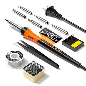 Meakest 720490610519 90w 110v Lcd Soldering Iron Kit 10-in-1 Tool 5 So