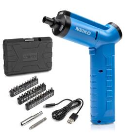 10580a Neiko Electric Screwdriver 34pc Rechargeable Cordless Set 1/4 Inch