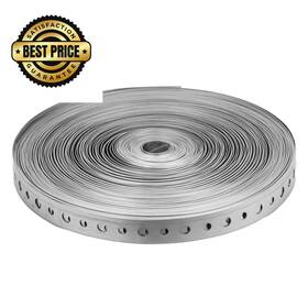 1001901 Peutier Metal Strapping With Holes 0.7 Inch X 100 Feet 24 Gauges Medium Silver