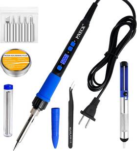 909dr Pneck Soldering Iron Kit 80w Lcd Display Adjustable Temperature 356 F Blue