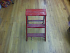 Primitve Decor M64-vintage Folding Stand Plant Wood Step Ladder Stool Red Primitve Decor M64-vintage Folding Stand Plant Wood Step Ladder Stool Red