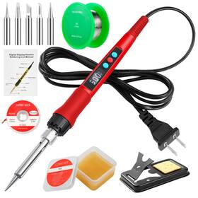 Q-ming Sik100 Soldering Iron Kit 100w Led Digital Solder Kits With Ceramic Heater Adjusta