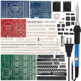 Wsm-us110 Qlouni Smd/smt Soldering Practice Kit For Beginners 4 Pcb Training Boards Blue/re