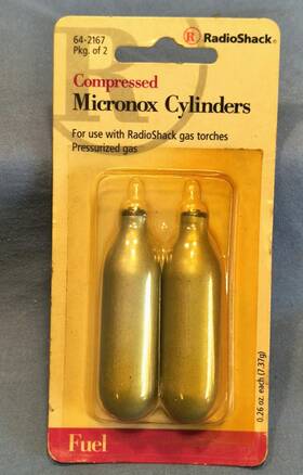 64-2167 Radio Shack Micronox Refill Lot Of 2 Sealed New Compressed Cylinders