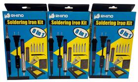 Sw-81 Rhino Lot Of 3-soldering Iron Kit 60w 8 Piece Welding Irons Solder Tools
