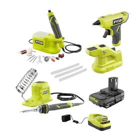 Ryobi 313102537535 One 18v Cordless 3-tool Hobby Kit With Compact Glue Gun Soldering Iron Rotary Ryobi 313102537535 One 18v Cordless 3-tool Hobby Kit With Compact Glue Gun Soldering Iron Rotary