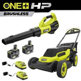 Pbllm05k2-pbllb01b Ryobi 18v Brushless 20 Inch Cordless Walk Behind Self Propelled Mower And Blower With 2 Batte