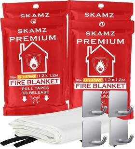 Skamz Fbnp24p4 Fire Blanket For Home And Kitchen - Xlarge 47.2 Inch X 4 Packs Prepar