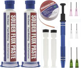 Hcz2112 Sookolr No-clean Flux Paste Solder Wick And Electronic Small Parts Pickup Kit Soldering