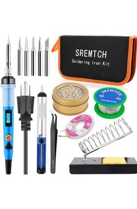 Sremtch 762673017425 Electronics Soldering Iron Kit - 80w Digital Lcd Solder Gun With On/off Switc