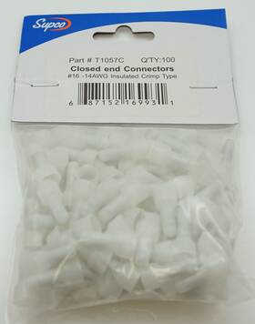 T1057c Supco Closed End Connector 16-14 Awg Insulated Crimp Type 100 Pieces
