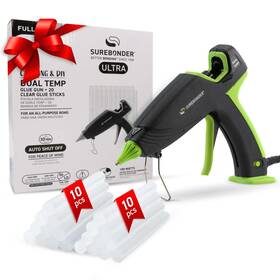 Dt-3100famzs Surebonder Hot Glue Gun And Sticks Full Size 100w Dual Black Green